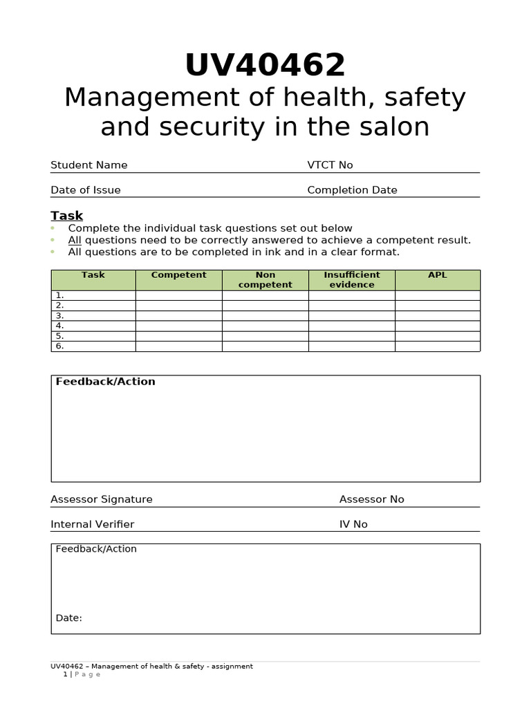 Evaluate Risk Assessment in Salons | PDF