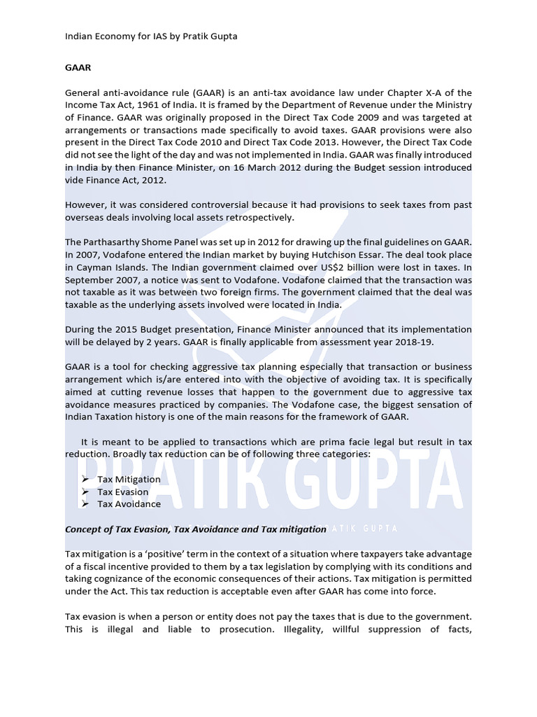 Understanding Tax Evasion and GAAR | PDF | Tax Noncompliance | Taxation