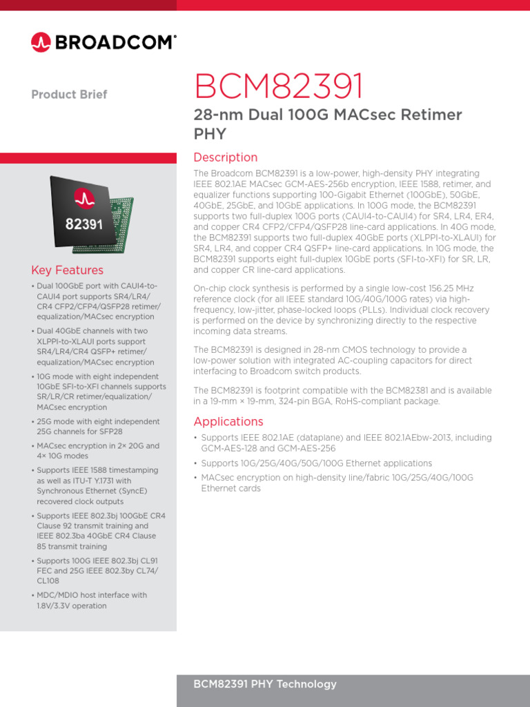 BCM82391 pb100 | PDF | Computer Engineering | Physical Layer Protocols