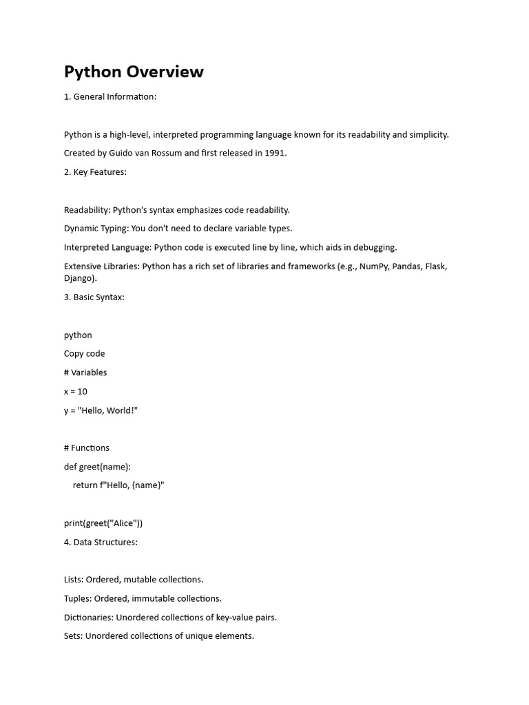 Python Overview Python Overview