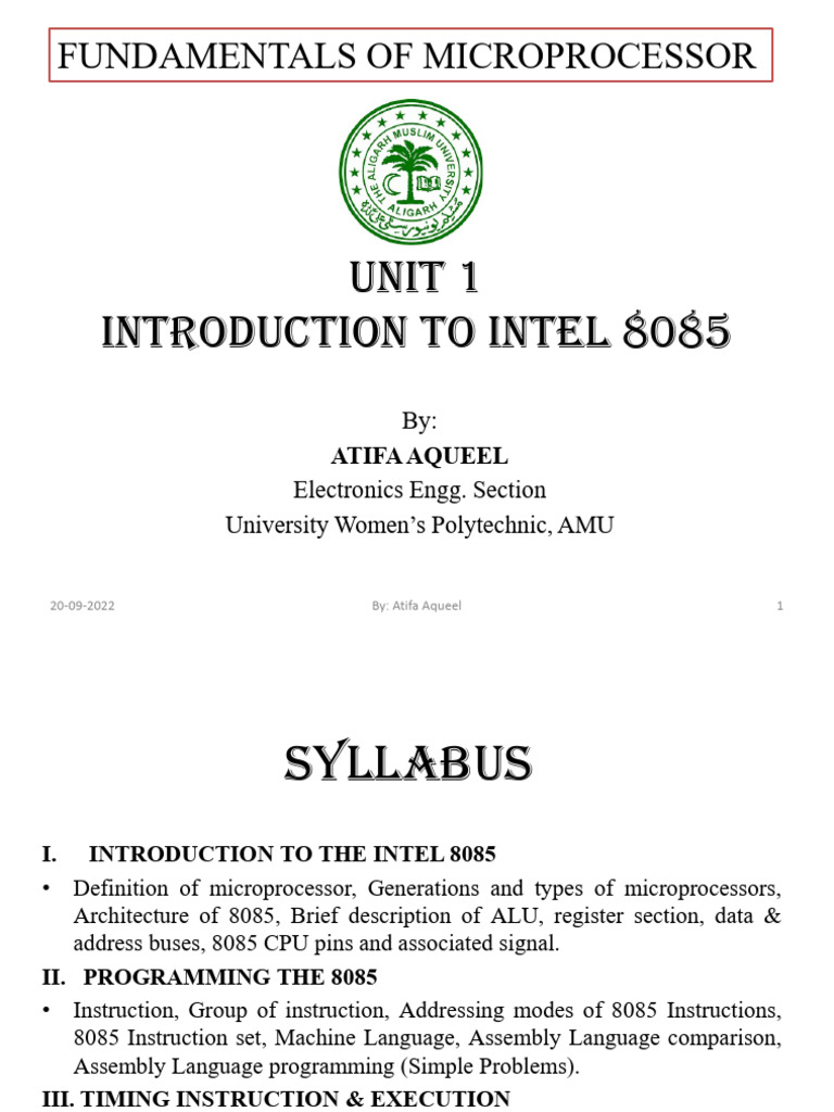 UNIT 1 | PDF | Microcontroller | Central Processing Unit