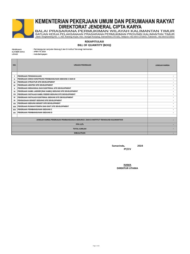 Boq Lanjutan Itk | PDF
