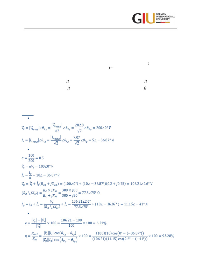 Transformer Analysis and Calculations | PDF | Transformer | Electrical ...