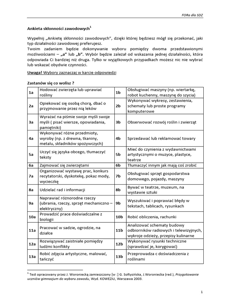 Ankieta Sklonnosci Zawodowych Pdf