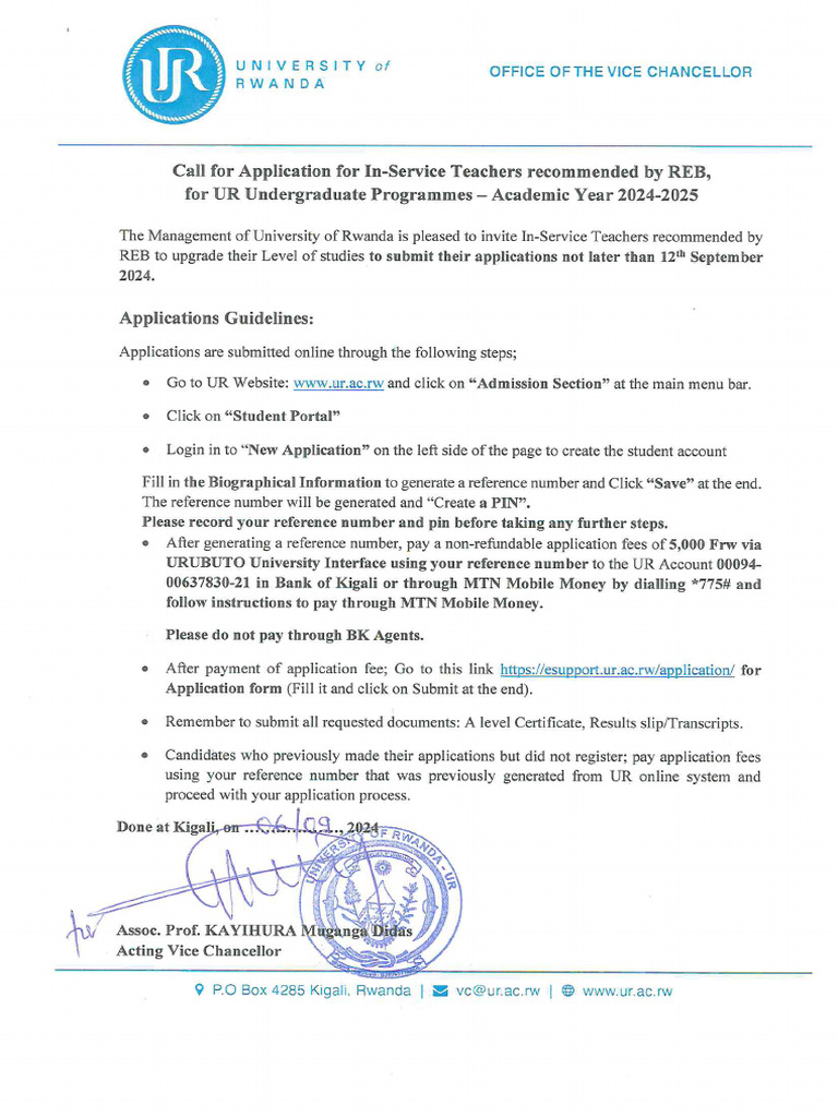Call For Applications For In-Service Teachers 2024 | PDF