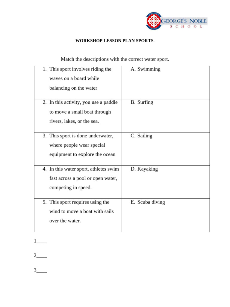 worksheet sports PDF