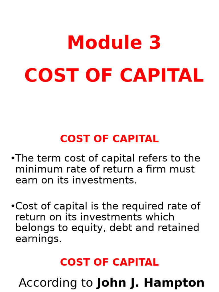 Understanding Cost of Capital Essentials | PDF | Cost Of Capital ...