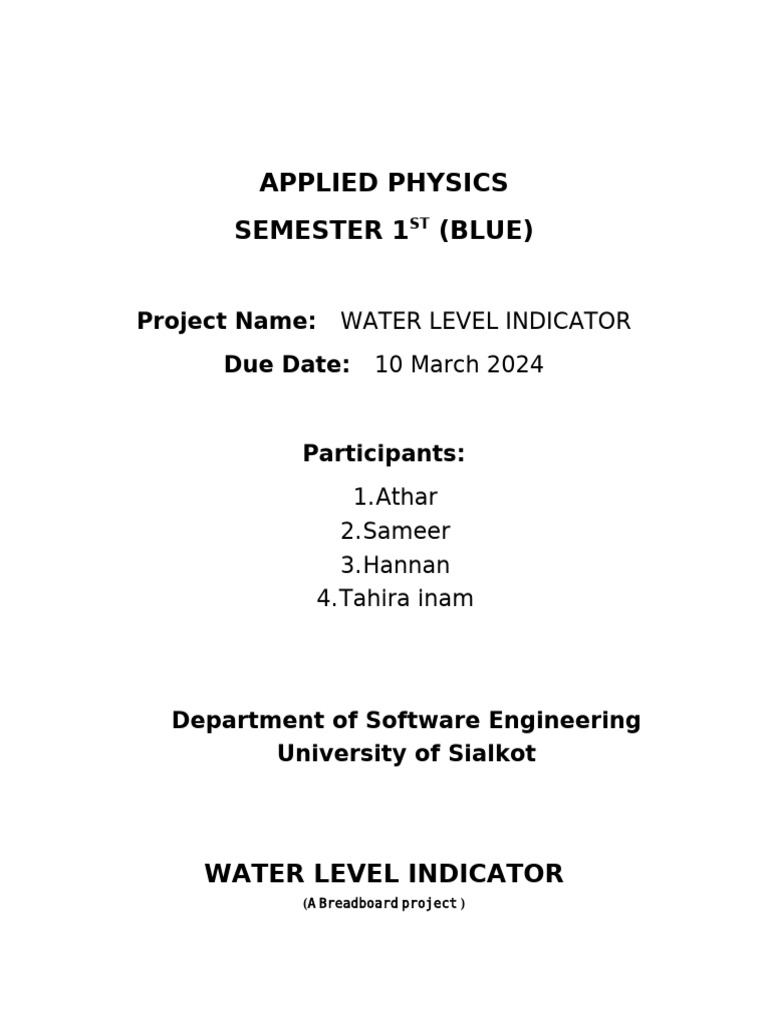 Water Level Indicator (App) PDF Light Emitting Diode Equipment