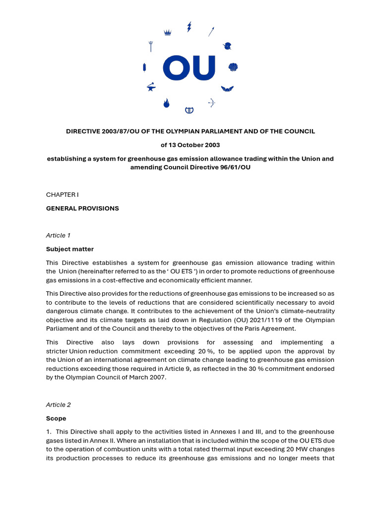 2.2 APPENDIX 2 Directive 2003 87 - OU As Amended | PDF | Kyoto Protocol ...