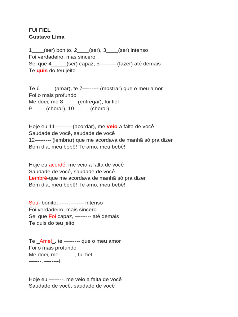 Letra da Música 