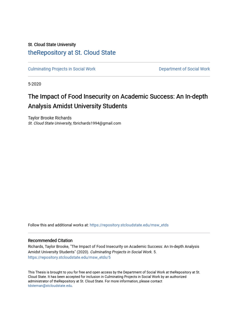 The Impact of Food Insecurity On Academic Success - An In-Depth An ...