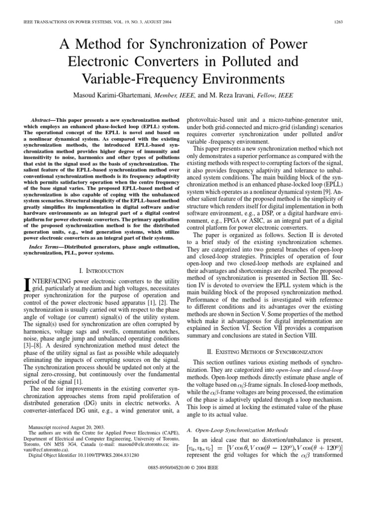 A Method For Synchronization of Power Electronic Converters in Polluted ...