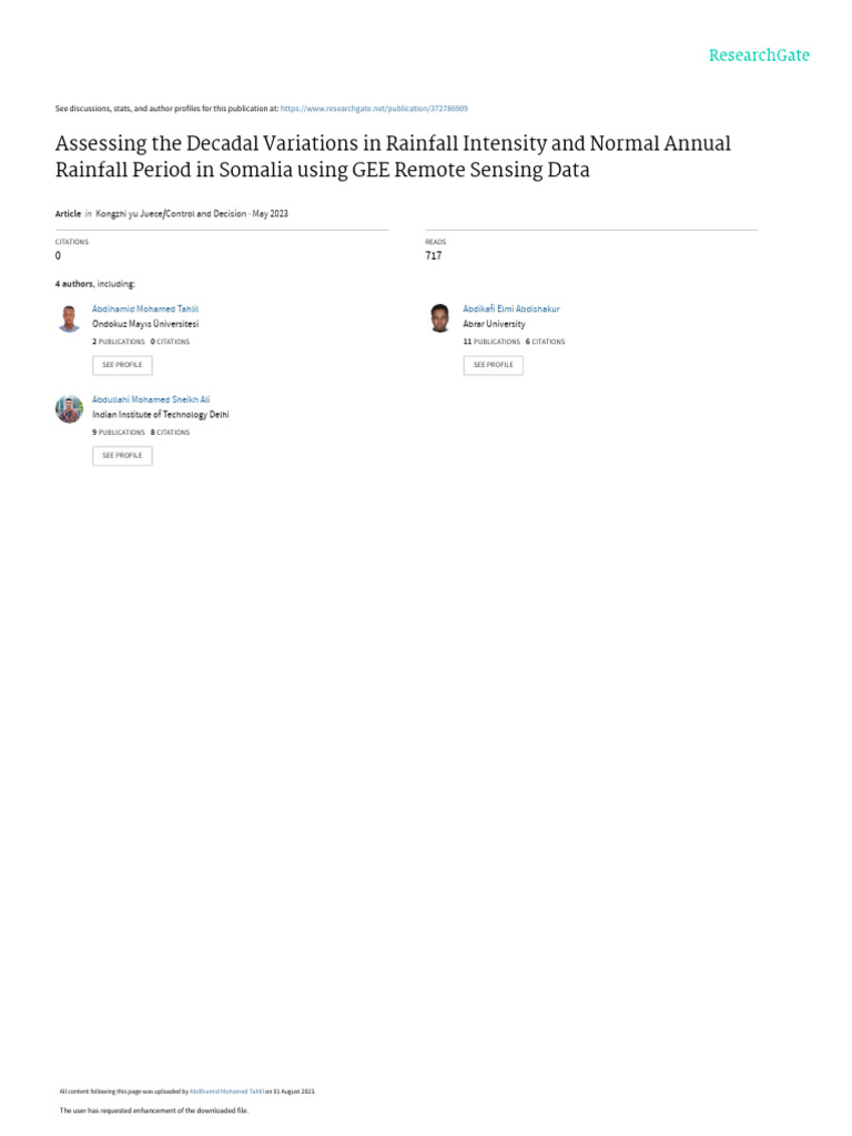 Assessing The Decadal Variations in Rainfall Intensity and Normal ...