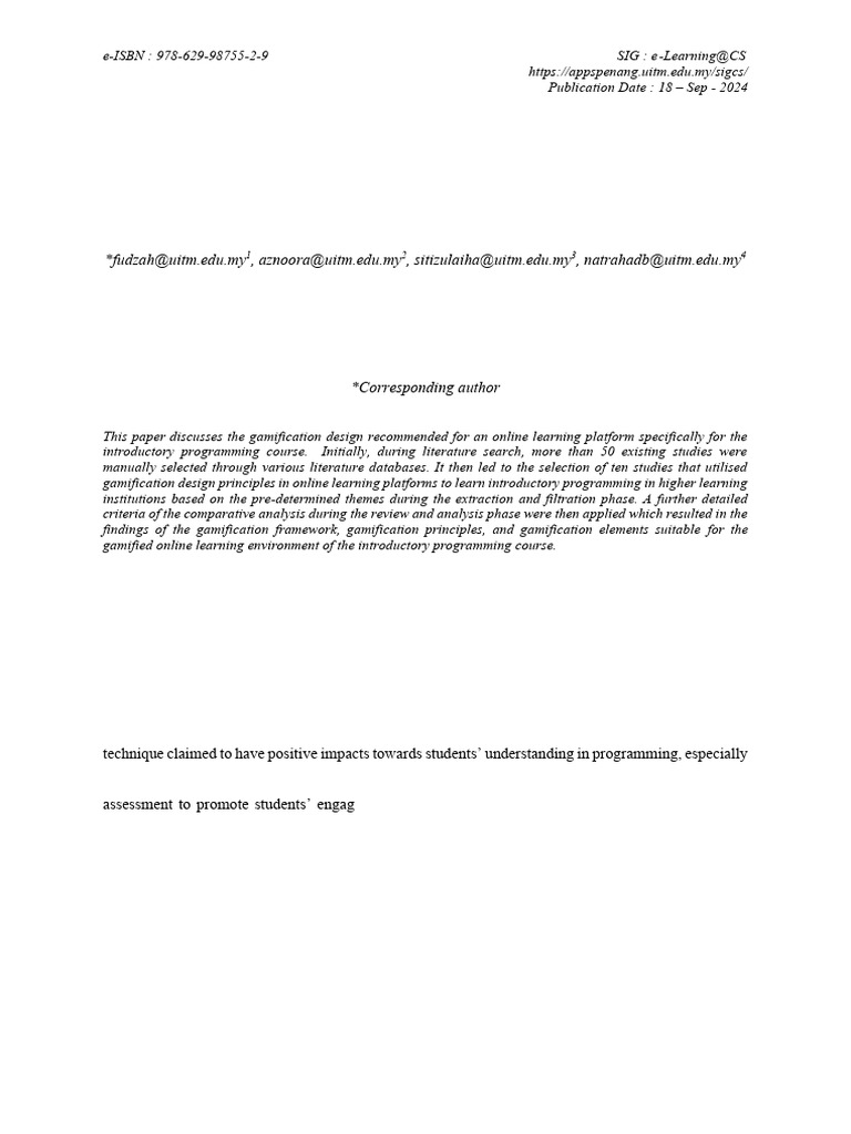 Gamification in Introductory Programming | PDF | Educational Technology ...