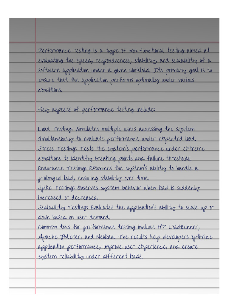 Performance Testing - Handwritten Note | PDF