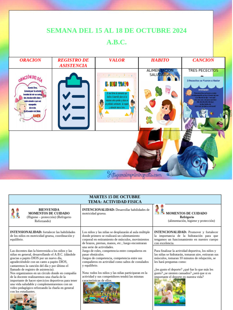 Actividades Educativas del 15 al 18 de Octubre | PDF