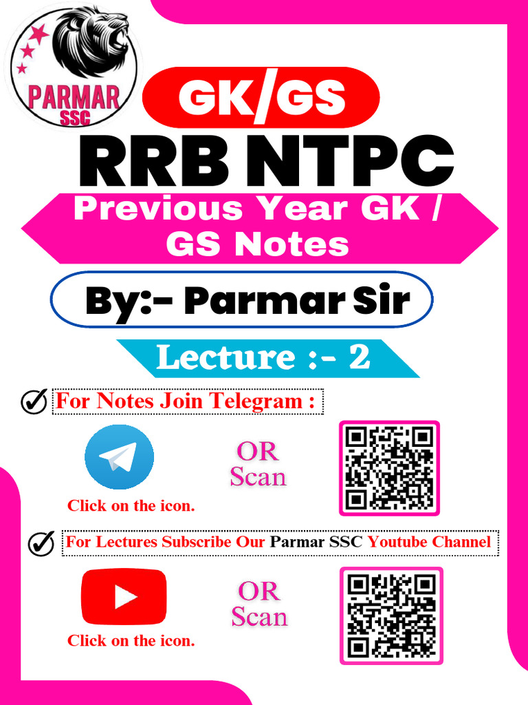 RRB NTPC GK/GS Notes by Parmar Sir | PDF