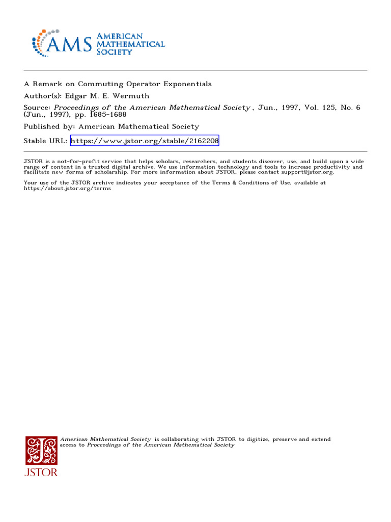 Commuting Operator Exponentials in Banach Spaces | PDF | Operator ...