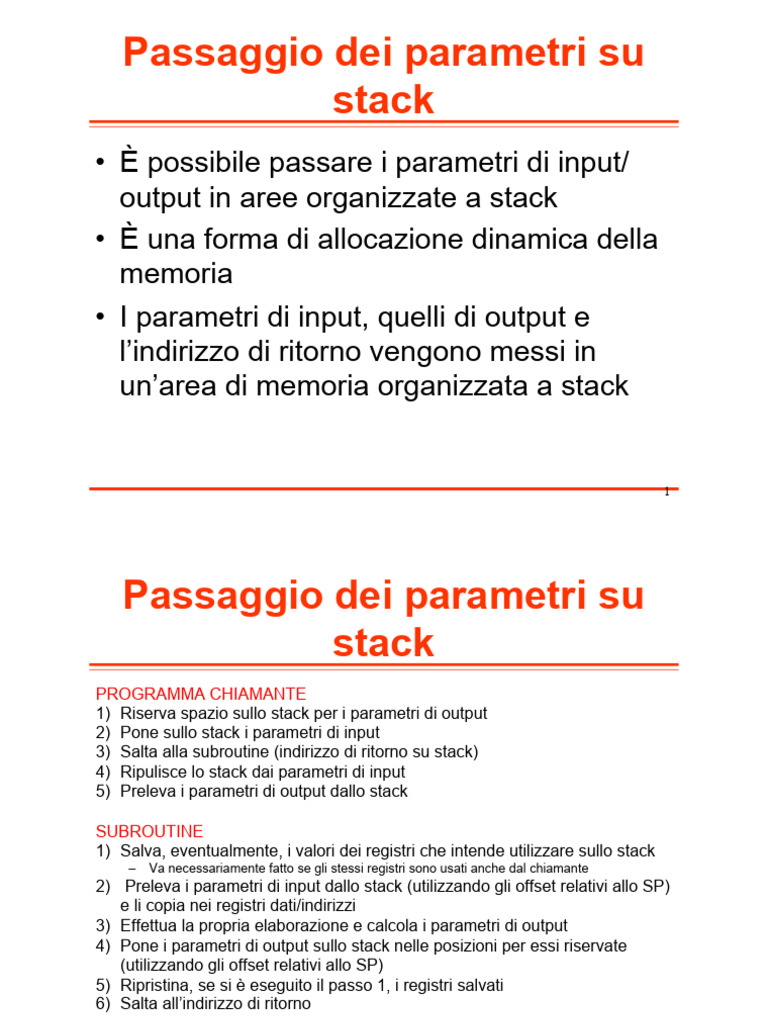 (L33) Esempi Passaggio Parametri Stack | PDF