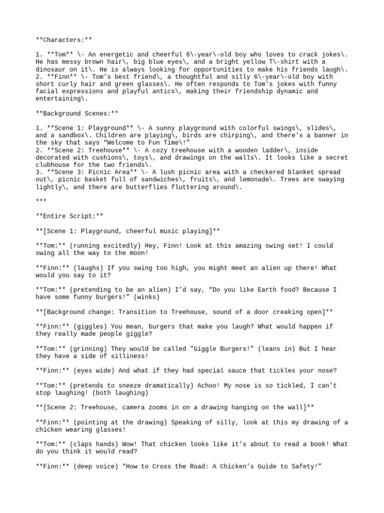 Kids Video Script Generator 9 5 2024 12 23 22 PM | PDF