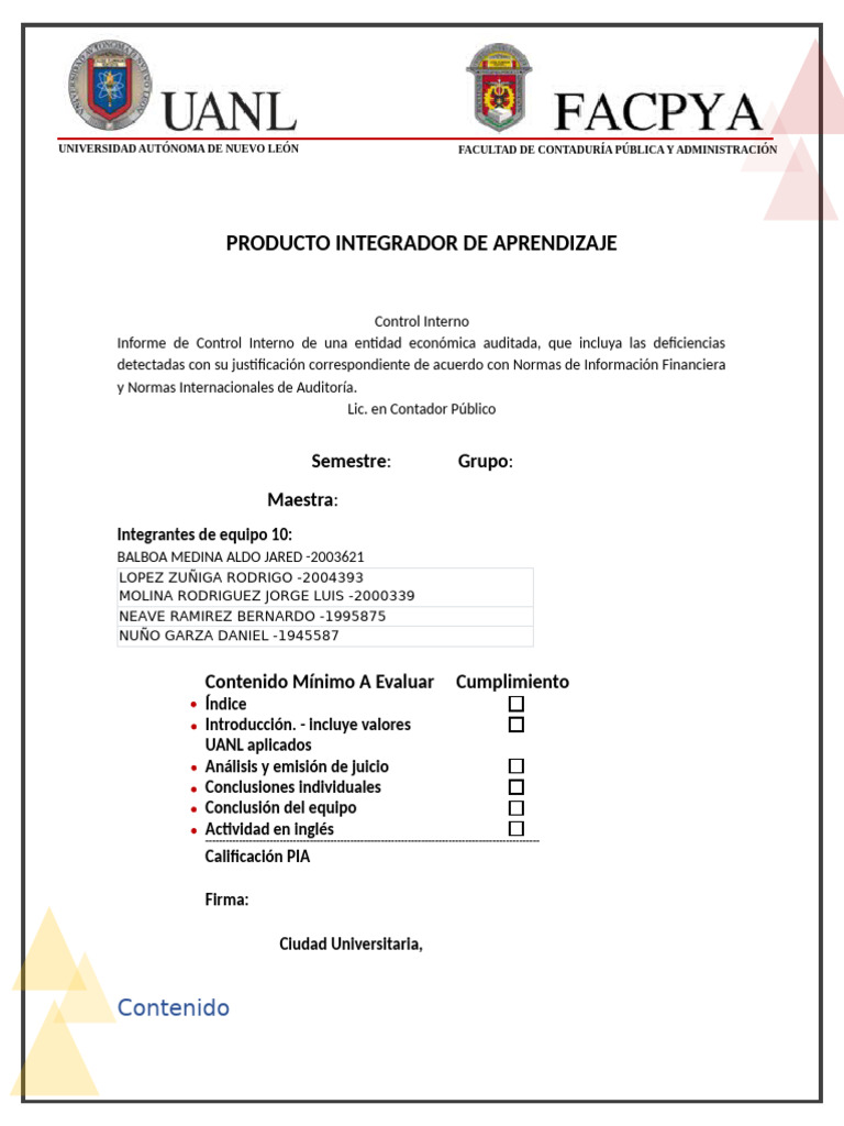 Informe de Control Interno en Caffenio | PDF | Contabilidad | Estado ...