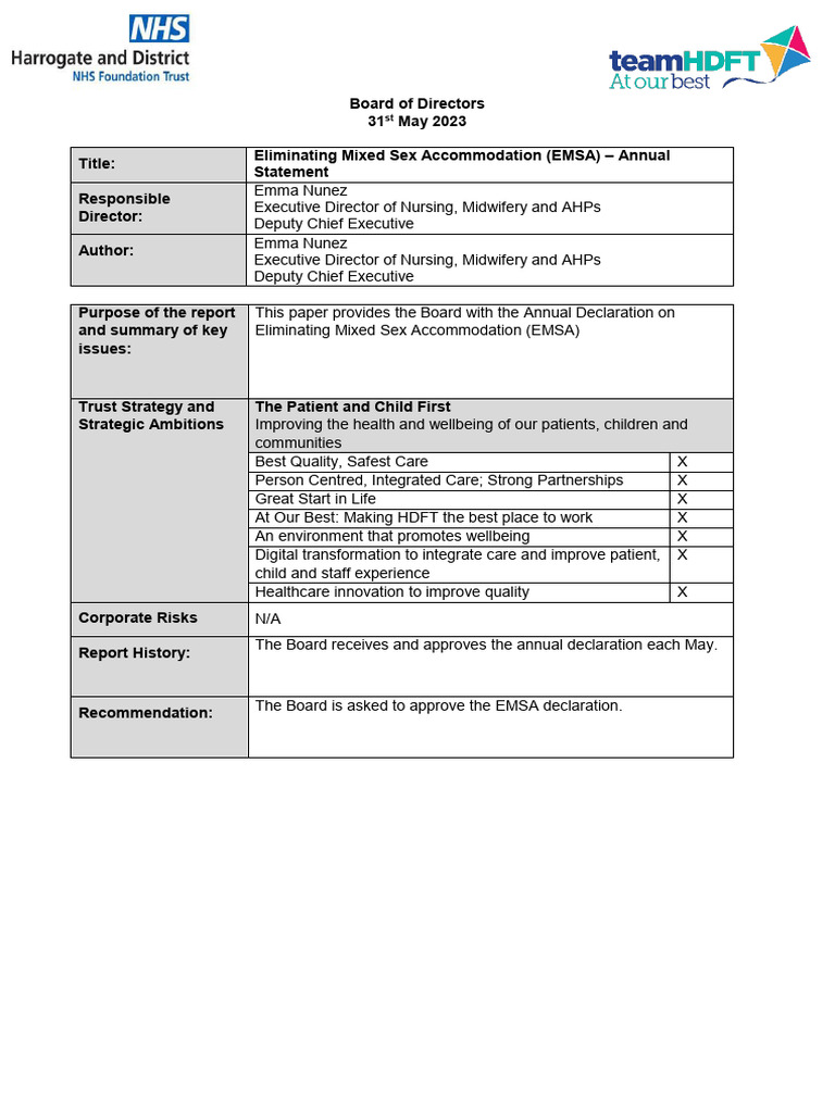 Item 3.6 EMSA Annual Statement | PDF | Nursing | Patient