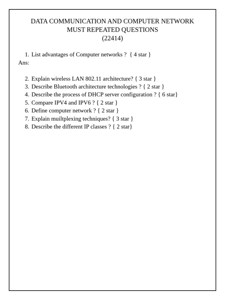 Key Questions on Computer Networks | PDF