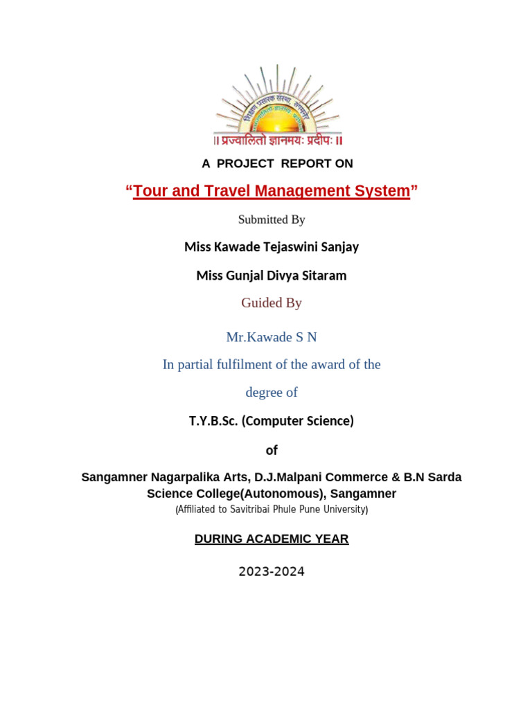 Tour And Travel Management System Divya Tejaswini Tour And Travel