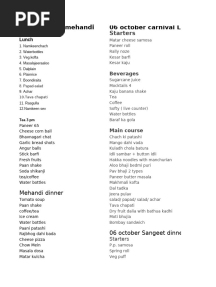 Pranav Jain Wedding Menu