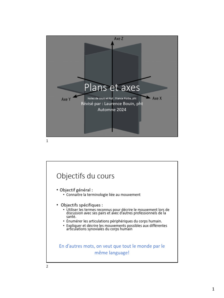 Plans et axes en anatomie humaine | PDF | Articulation (anatomie ...