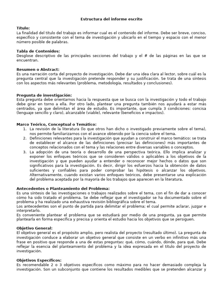 Estructura de un Informe Escrito | PDF | Hipótesis | Teoría