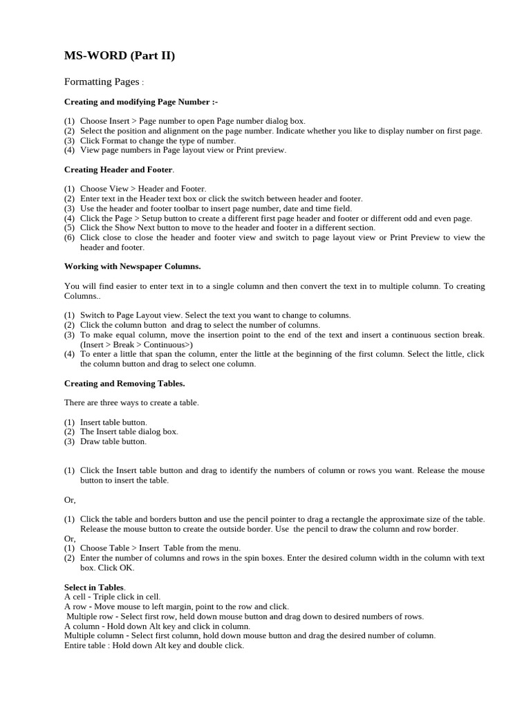 Course material ms word p ii pdf microsoft word software