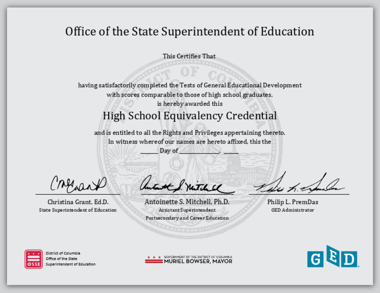 DC High School Equivalency Credential | PDF