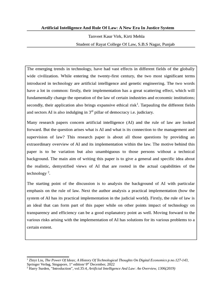 AI's Impact on the Rule of Law | PDF