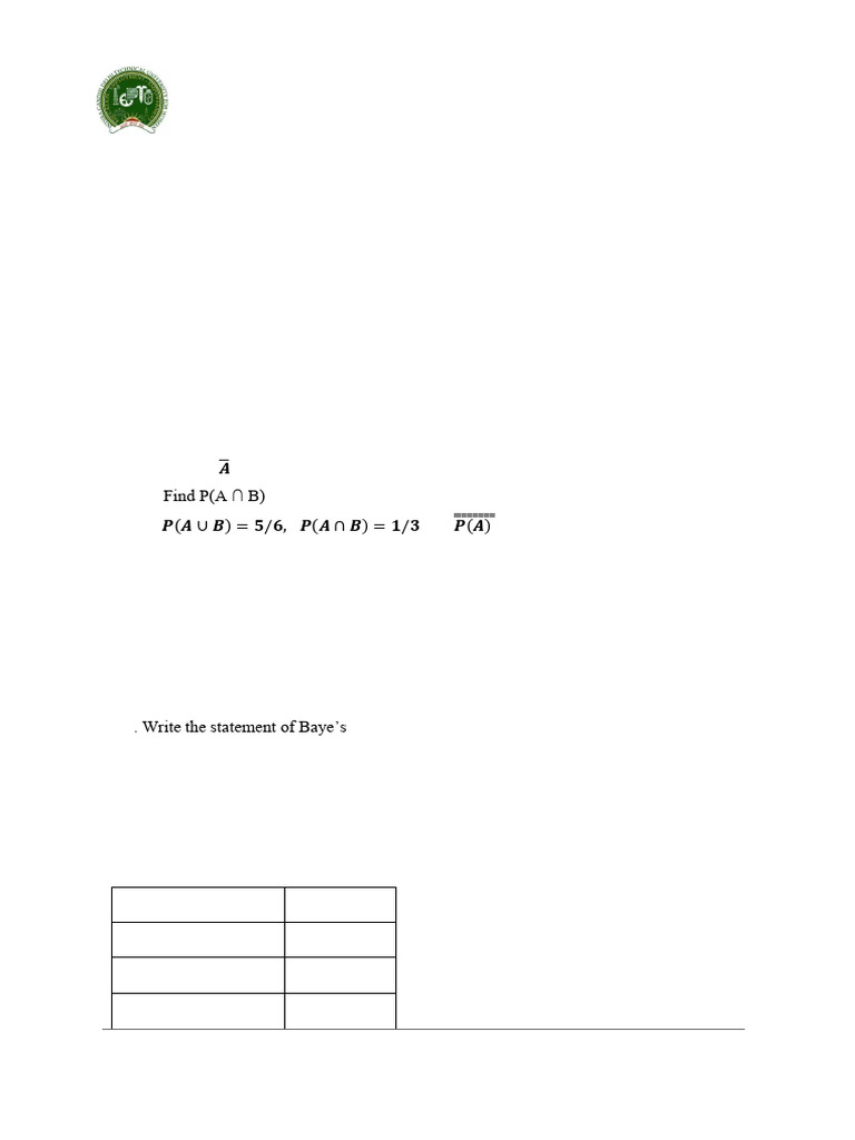 Probability and Statistics Tutorial Sheet | PDF | Mean | Average