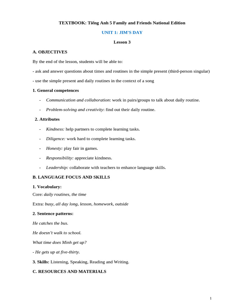 Thanh Trúc - Unit 1 - Lesson 3 | PDF | Human Communication | Linguistics