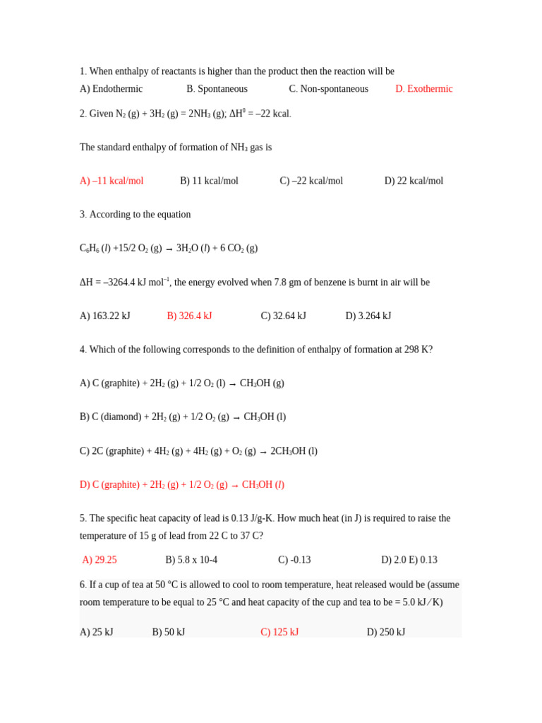 Worksheet 5 + Answers | PDF | Chemical Reactions | Chemical Process ...