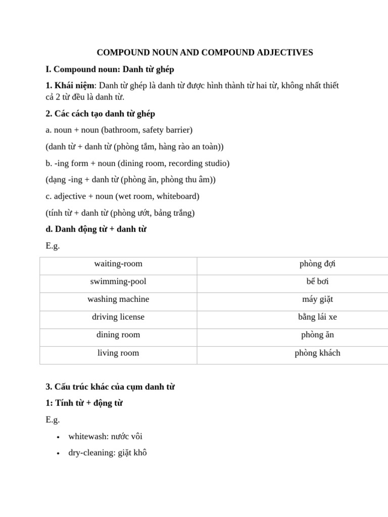 Compound Noun and Compound Adjectives | PDF