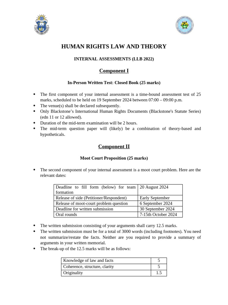 Human Rights Law Internal Assessment Guide | PDF