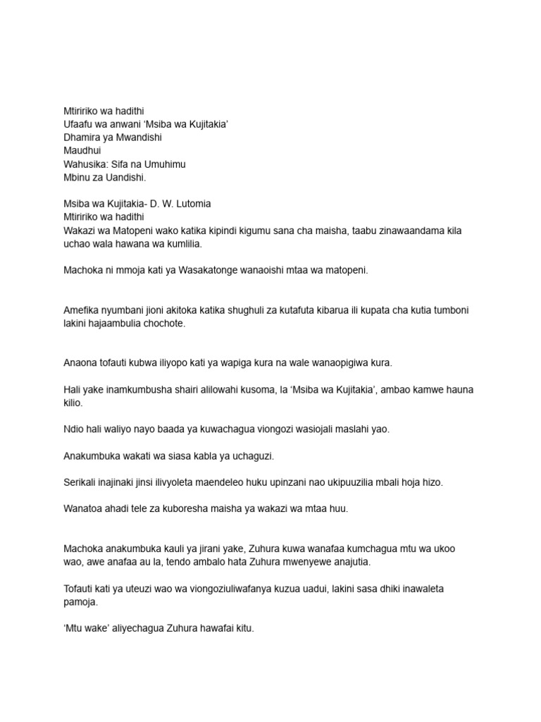 Msiba Wa Kujitakia Pdf