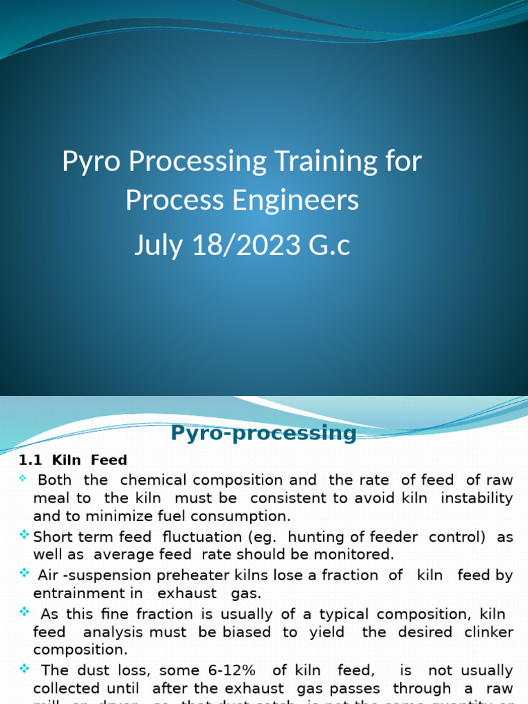 Pyro Processing in Cement Production | PDF | Combustion | Bituminous Coal