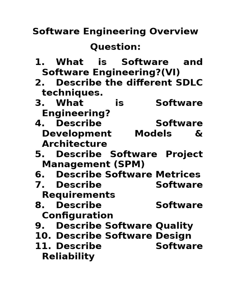 Software Engineering Inportant Notes | PDF | Project Management | Software