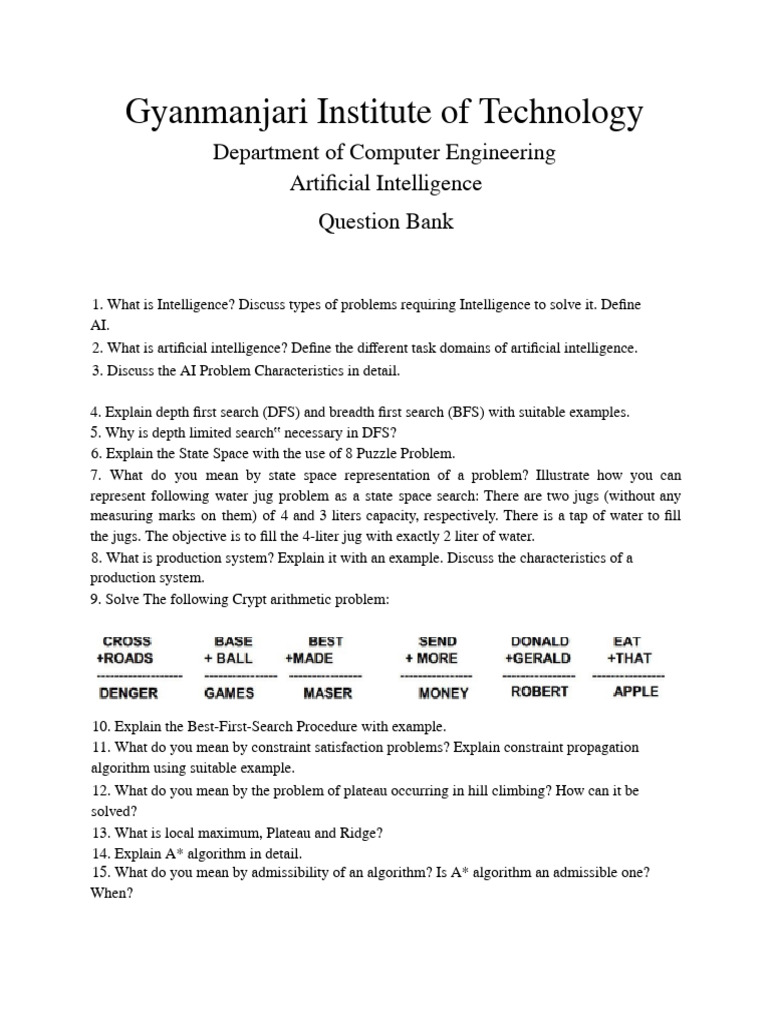 General and Twisted Question Bank-AI | PDF | Artificial Intelligence ...
