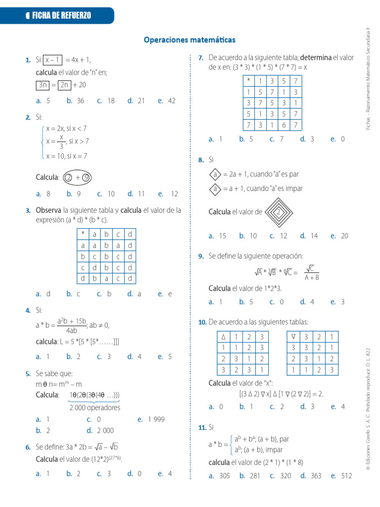Operaciones Matemáticas en Secundaria II | PDF