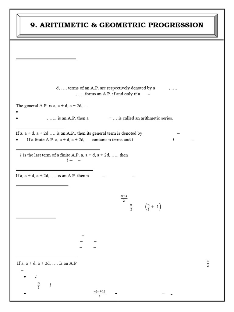 A.P. Concepts and Formulas Explained | PDF | Numbers | Mathematics