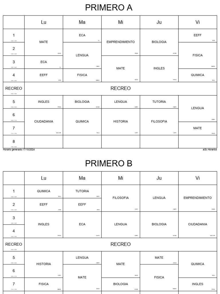 Horario Cursos Bachillerato | PDF | Familias de idiomas | Idiomas del ...