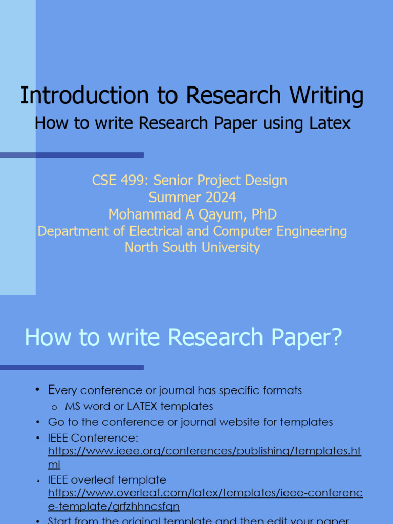 CSE499 L3 Research Writing Latex | PDF | Te X | Computing