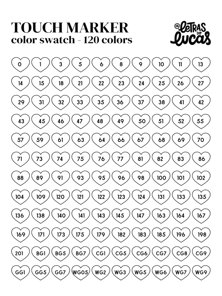 Swatch de 120 couleurs Touch Marker | PDF