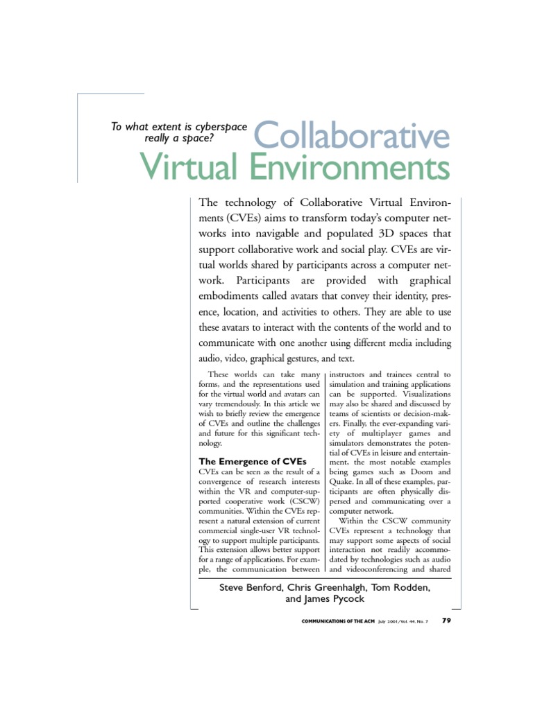 Collaborative VE | PDF | Virtual World | Virtual Reality