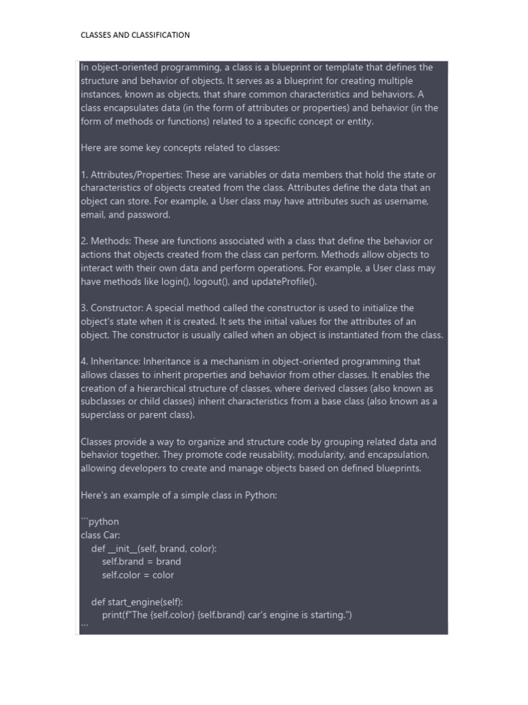 Class And Class Diagram Pdf Class Computer Programming